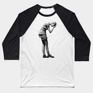 Solace in Silence: Contemplative Girl Silhouette Baseball T-Shirt